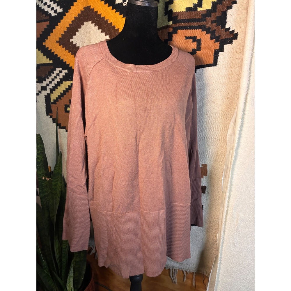 Aunielle 55 Knit Loungewear Set Womens XL Mauve Excellent Tunic Wide Leg Pants